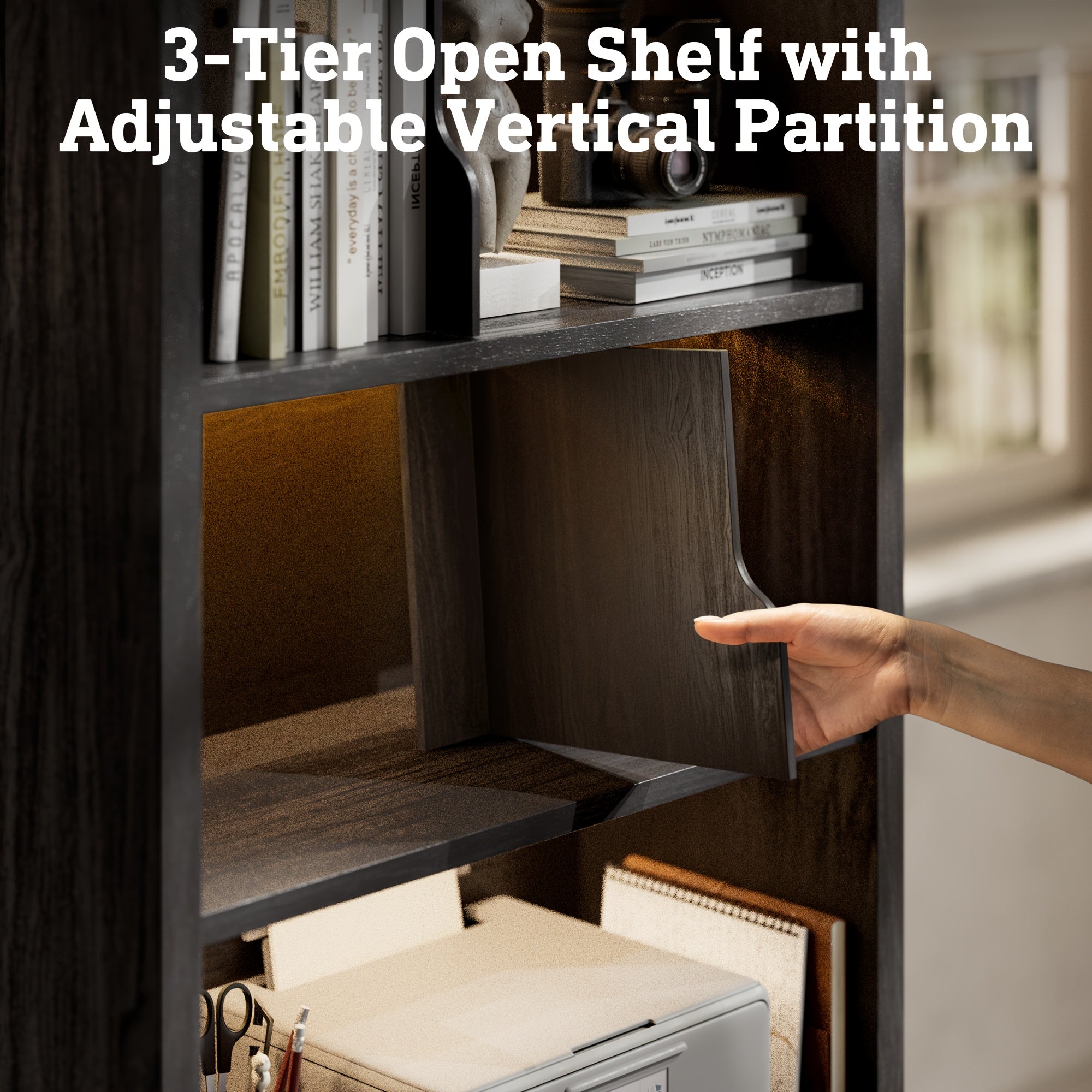 6-Tier Modern Bookshelf with Storage Cabinet, 72 Tall Bookcase with Drawer And Doors, Free Standing Display Cabinet for Home Office, Living Room, Standing Shelf