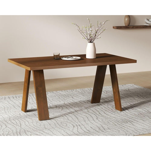 1pc Rectangular Wooden Dining Table For 4-6 Seats, Farmhouse Kitchen & Dining Room Table With Solid Base, Large Wood Home Office Desk For Kitchen\u002FLiving Room\u002FRestaurant(Without Chairs)